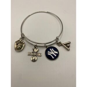 New York Yankees Baseball Charm Bangle Bracelet Women‎ expandable